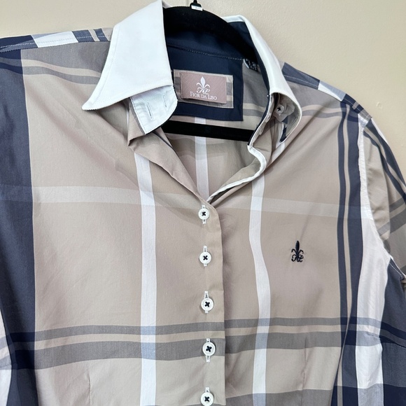Fior da Liso Plaid Equestrian Long Sleeve Blouse - Picture 2 of 10